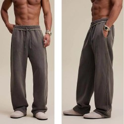 Men's Cotton Polyester Loose Wide Leg Casual Sweatpants