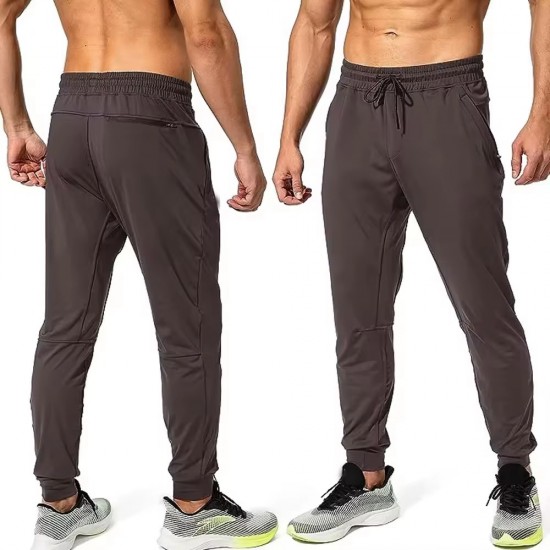 Men's Cotton Straight Casual Elastic Waist Lightweight Trousers