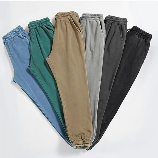 Men's Fleece Cotton Straight Casual Drawstring Trousers
