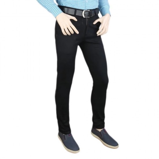 Men's Black Cotton Casual Pants
