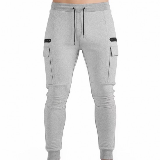 Men's Cotton Polyester Straight Casual Drawstring Trousers