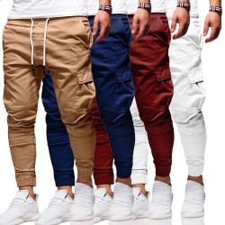 Men's Polyester Casual Drawstring Breathable Wrinkle-Free Cargo Pants