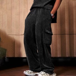 Men's Fleece Cotton Straight Casual Vintage Cargo Pants