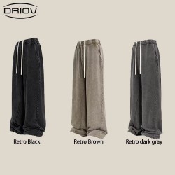 Men's Cotton Loose Wide Leg Casual Retro Sweatpants