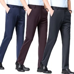 Men's Polyester Straight Slim Formal Business Trousers