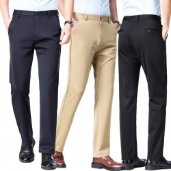 Men's Polyester Straight Slim Formal Business Trousers