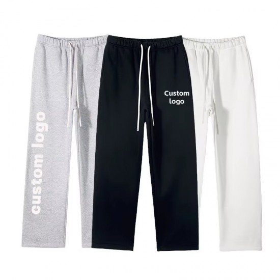 Men's Fleece Cotton Loose Straight Casual Sweatpants