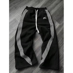 Men's Fleece Cotton Polyester Loose Wide Leg Pants