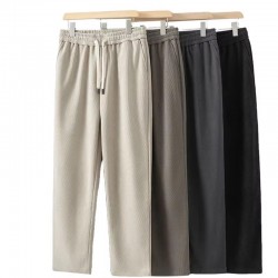 Men's Cotton Polyester Straight Sports Elastic Waist Pants