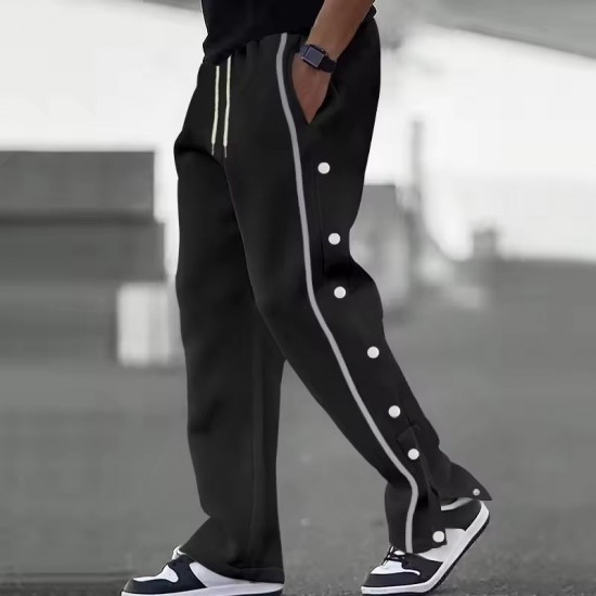Men's Polyester Loose Straight Casual Elastic Waist Sweatpants