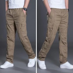 Men's Cotton Casual Outdoor Tactical Elastic Waist Cargo Pants
