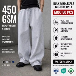 Men's Cotton Loose Wide Leg Casual Drawstring Sweatpants