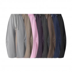 Men's Multi Pockets Cotton Loose Straight Leg Streetwear Casual Trousers